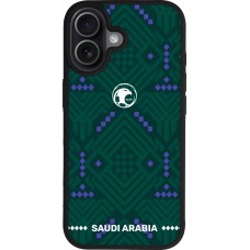 Coque iPhone 17 - Silicone rigide noir Maillot de football Arabie saoudite 2026 personnalisable