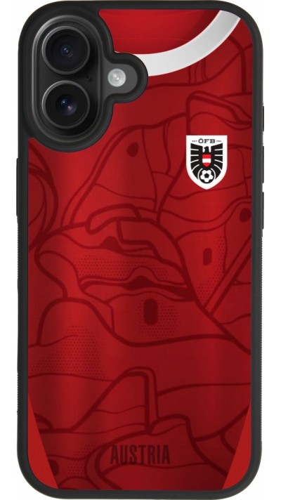 Coque iPhone 17 - Silicone rigide noir Maillot de football Autriche personnalisable