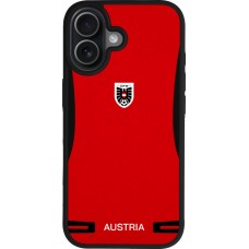 Coque iPhone 17 - Silicone rigide noir Maillot de football Autriche 2026 personnalisable
