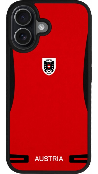 Coque iPhone 17 - Silicone rigide noir Maillot de football Autriche 2026 personnalisable
