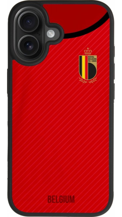 Coque iPhone 17 - Silicone rigide noir Maillot de football Belgique 2022 personnalisable