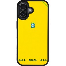 Coque iPhone 17 - Silicone rigide noir Maillot de football Bresil 2026 personnalisable