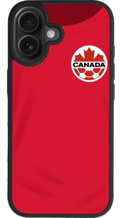 Coque iPhone 17 - Silicone rigide noir Maillot de football Canada 2022 personnalisable