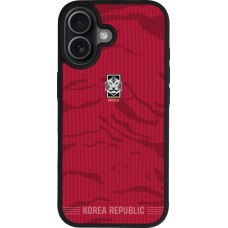Coque iPhone 17 - Silicone rigide noir Maillot de football Corée du Sud 2026 personnalisable