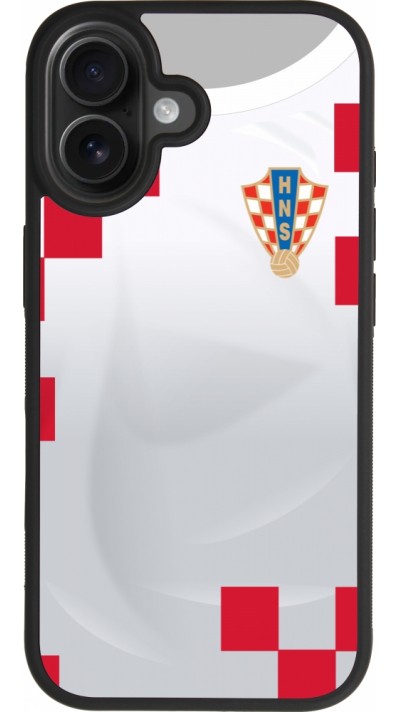 Coque iPhone 17 - Silicone rigide noir Maillot de football Croatie 2022 personnalisable