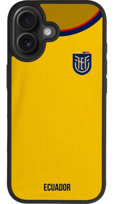 Coque iPhone 17 - Silicone rigide noir Maillot de football Equateur 2022
