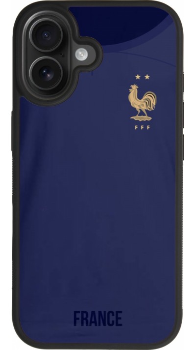 Coque iPhone 17 - Silicone rigide noir Maillot de football France 2022 personnalisable