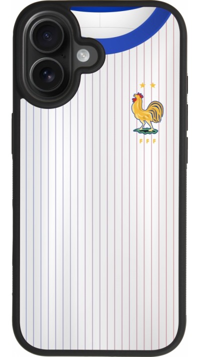 Coque iPhone 17 - Silicone rigide noir Maillot de football France Extérieur personnalisable