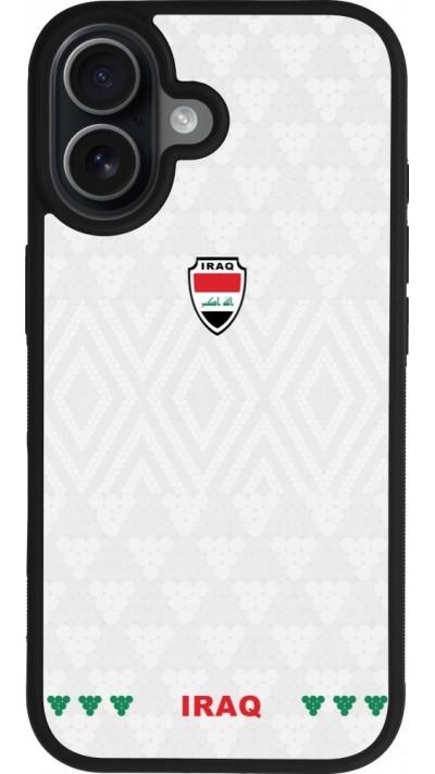 Coque iPhone 17 - Silicone rigide noir Maillot de football Irak 2026 personnalisable