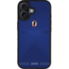 Coque iPhone 17 - Silicone rigide noir Maillot de football Japon 2026 personnalisable