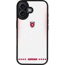 Coque iPhone 17 - Silicone rigide noir Maillot de football Jordanie 2026 personnalisable