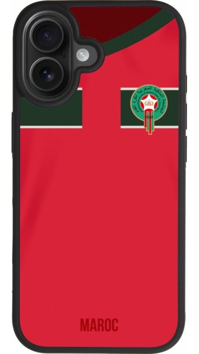 Coque iPhone 17 - Silicone rigide noir Maillot de football Maroc 2022 personnalisable