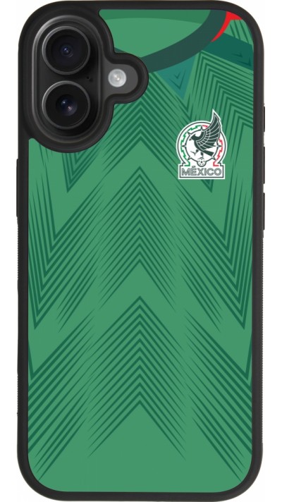 Coque iPhone 17 - Silicone rigide noir Maillot de football Mexique 2022 personnalisable