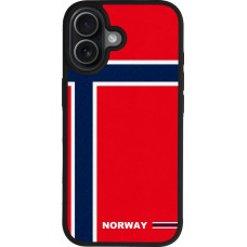 Coque iPhone 17 - Silicone rigide noir Maillot de football Norvège 2026 personnalisable