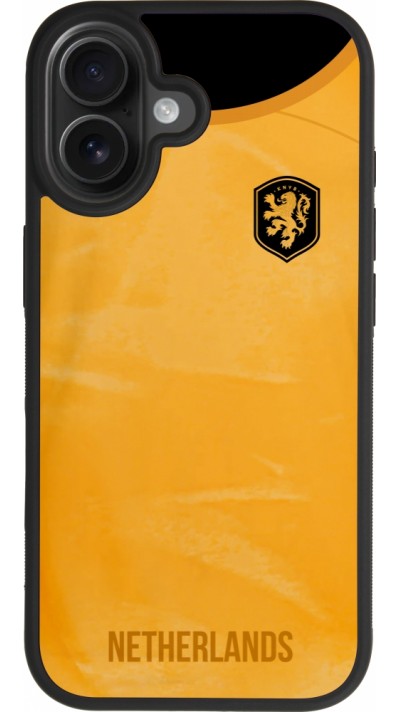 Coque iPhone 17 - Silicone rigide noir Maillot de football Pays-Bas 2022 personnalisable