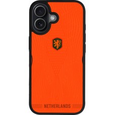 Coque iPhone 17 - Silicone rigide noir Maillot de football Pays-Bas 2026 personnalisable