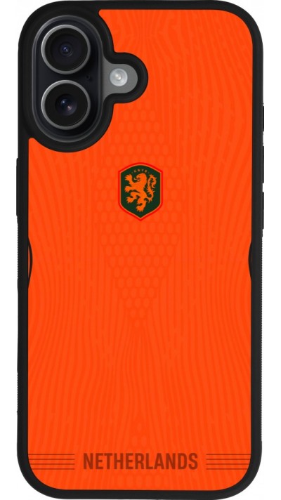 Coque iPhone 17 - Silicone rigide noir Maillot de football Pays-Bas 2026 personnalisable