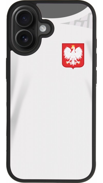 Coque iPhone 17 - Silicone rigide noir Maillot de football Pologne 2022 personnalisable