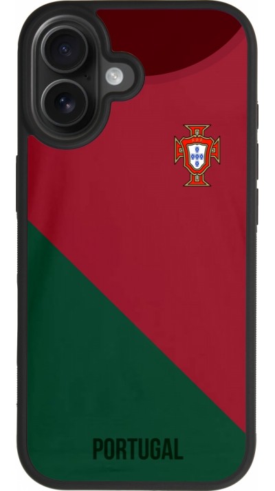 Coque iPhone 17 - Silicone rigide noir Maillot de football Portugal 2022