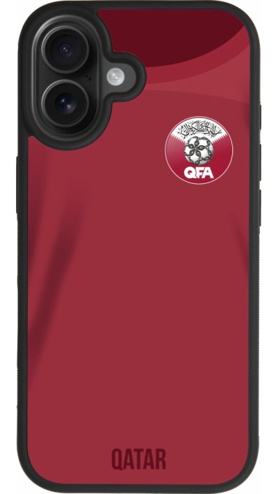 Coque iPhone 17 - Silicone rigide noir Maillot de football Qatar 2022 personnalisable