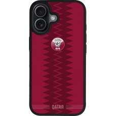 Coque iPhone 17 - Silicone rigide noir Maillot de football Qatar 2026 personnalisable