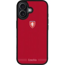 Coque iPhone 17 - Silicone rigide noir Maillot de football Répuplique Tchèque 2026 personnalisable