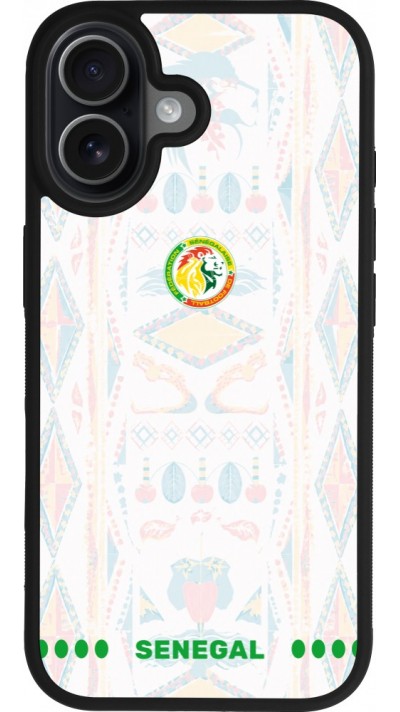 Coque iPhone 17 - Silicone rigide noir Maillot de football Sénégal 2026 personnalisable