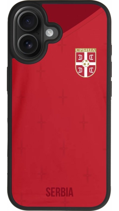 Coque iPhone 17 - Silicone rigide noir Maillot de football Serbie 2022 personnalisable