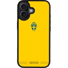 Coque iPhone 17 - Silicone rigide noir Maillot de football Suède 2026 personnalisable