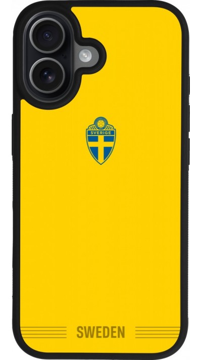 Coque iPhone 17 - Silicone rigide noir Maillot de football Suède 2026 personnalisable