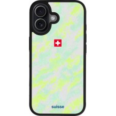 Coque iPhone 17 - Silicone rigide noir Maillot de football Suisse Away 2026 personnalisable