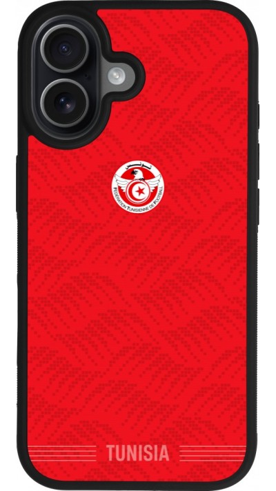 Coque iPhone 17 - Silicone rigide noir Maillot de football Tunisie 2026 personnalisable