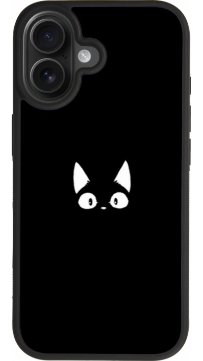 Coque iPhone 17 - Silicone rigide noir Funny cat on black