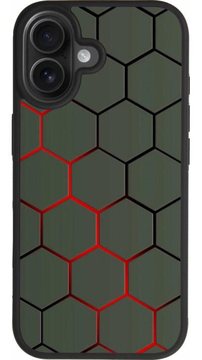 Coque iPhone 17 - Silicone rigide noir Geometric Line red