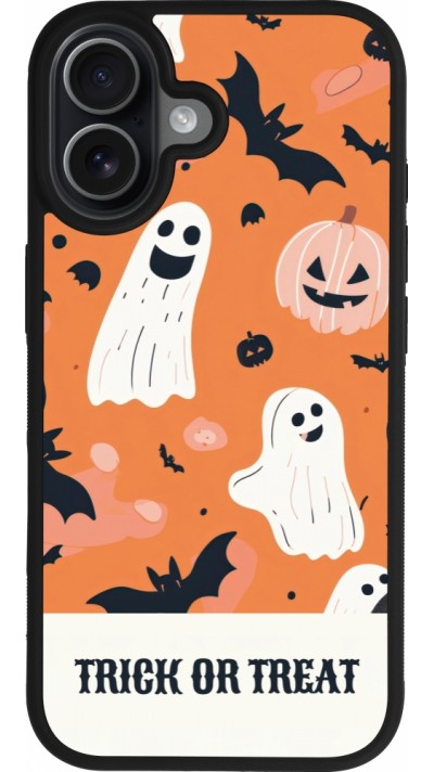 Coque iPhone 17 - Silicone rigide noir Halloween 2025 Trick treat
