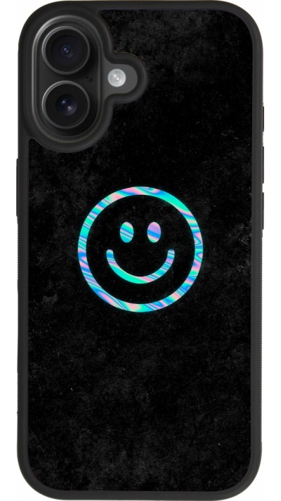 Coque iPhone 17 - Silicone rigide noir Happy smiely irisé
