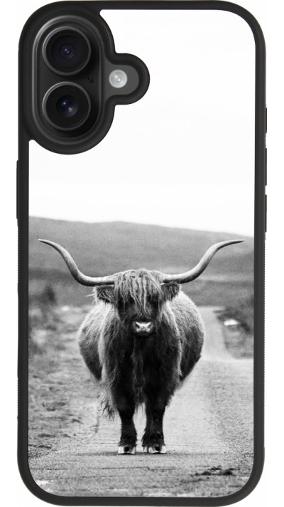 Coque iPhone 17 - Silicone rigide noir Highland cattle