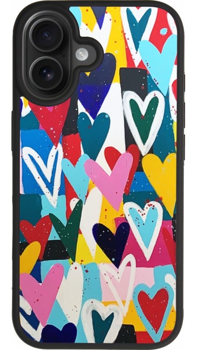 Coque iPhone 17 - Silicone rigide noir Joyful Hearts