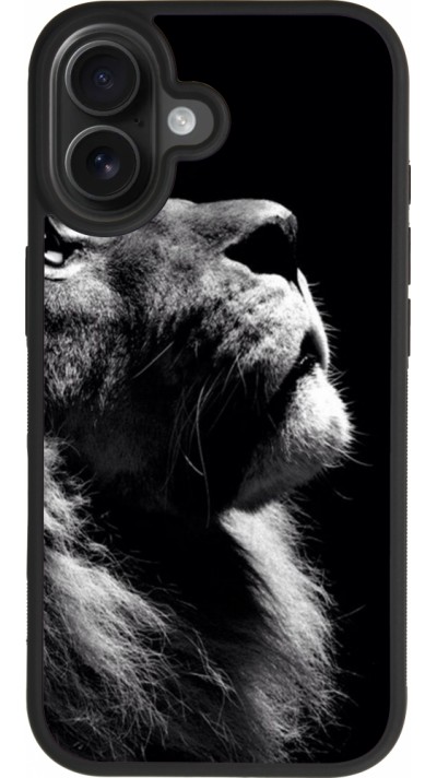 Coque iPhone 17 - Silicone rigide noir Lion looking up