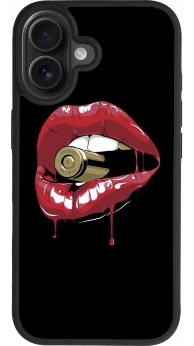 Coque iPhone 17 - Silicone rigide noir Lips bullet