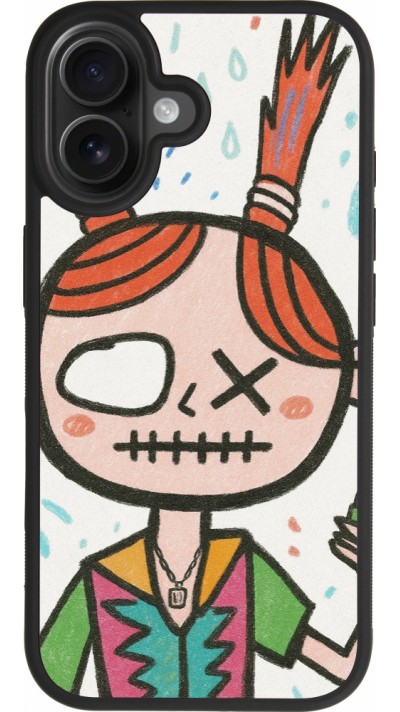 Coque iPhone 17 - Silicone rigide noir Little Girl Sketch