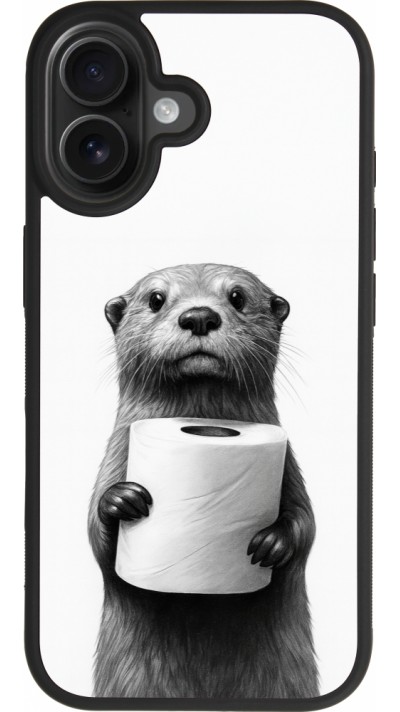 Coque iPhone 17 - Silicone rigide noir Loutre papier de toilette