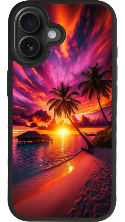 Coque iPhone 17 - Silicone rigide noir Maldives Dusk Bliss