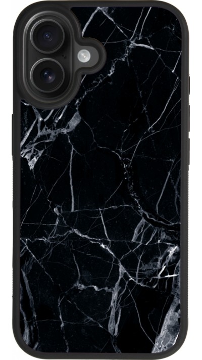 Coque iPhone 17 - Silicone rigide noir Marble Black 01