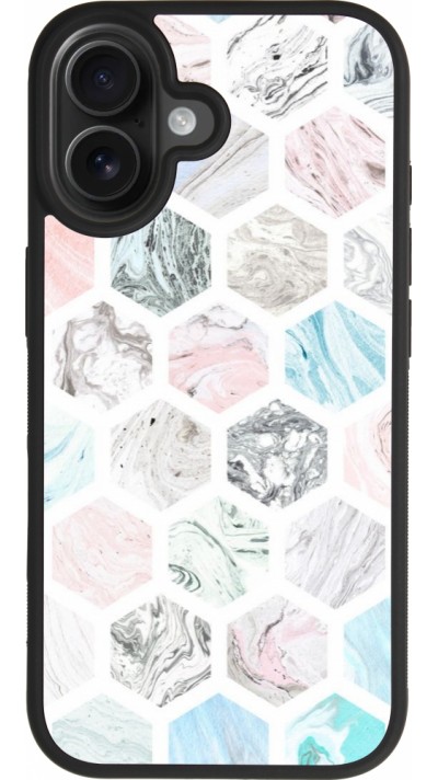 Coque iPhone 17 - Silicone rigide noir Marble Everything