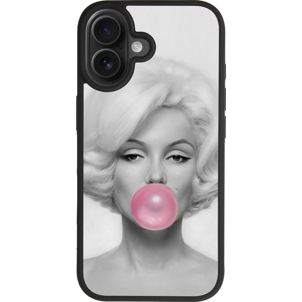 Coque iPhone 17 - Silicone rigide noir Marilyn Bubble