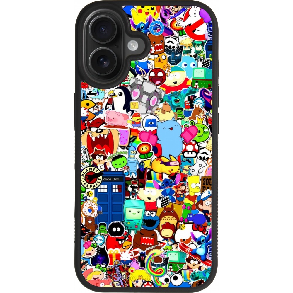 Coque iPhone 17 - Silicone rigide noir Mixed cartoons