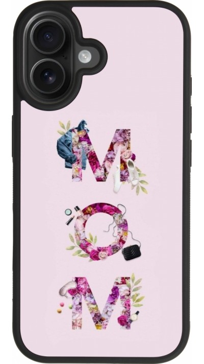 Coque iPhone 17 - Silicone rigide noir Mom 2024 girly mom