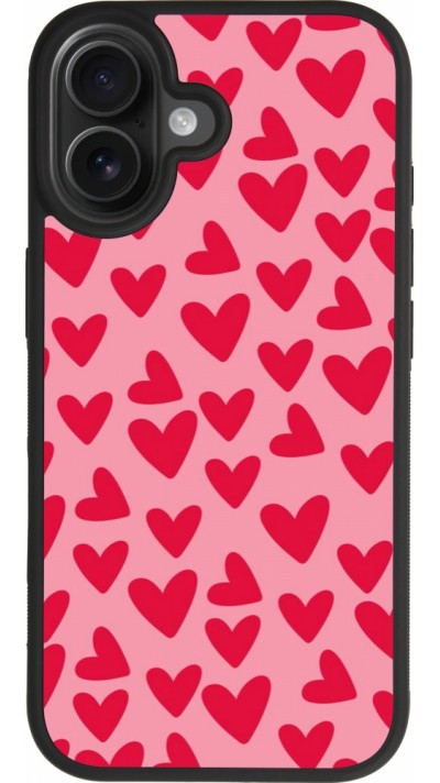 Coque iPhone 17 - Silicone rigide noir Mom 2024 petits coeurs