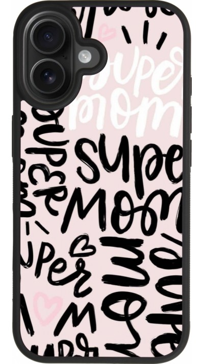 Coque iPhone 17 - Silicone rigide noir Mom 2024 Super mom